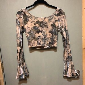 NWT Velvet Crop Top with Bell Sleeves